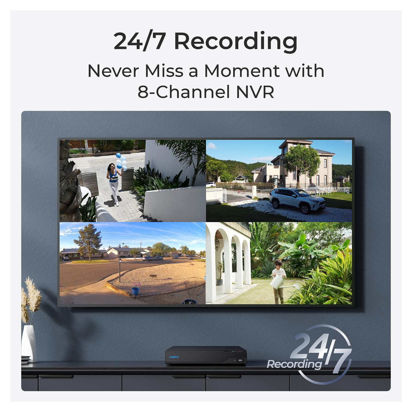 Reolink NVS8-8MD4 Sistem Kamerash IP CCTV / NVR 8 Kanale PoE / 4× Kamera 8MP 4K / HDD 2TB / AI Detection / IR 30m – Bardhë/Zezë - 2