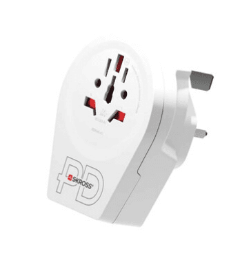 Adapter Udhëtimi SKROSS World to UK USB AC20PD / 1x USB-C PD 20W / 1x USB-A / Type G / 2 & 3-Pin / 100-250V / 16A / Universal – Bardhë - 3