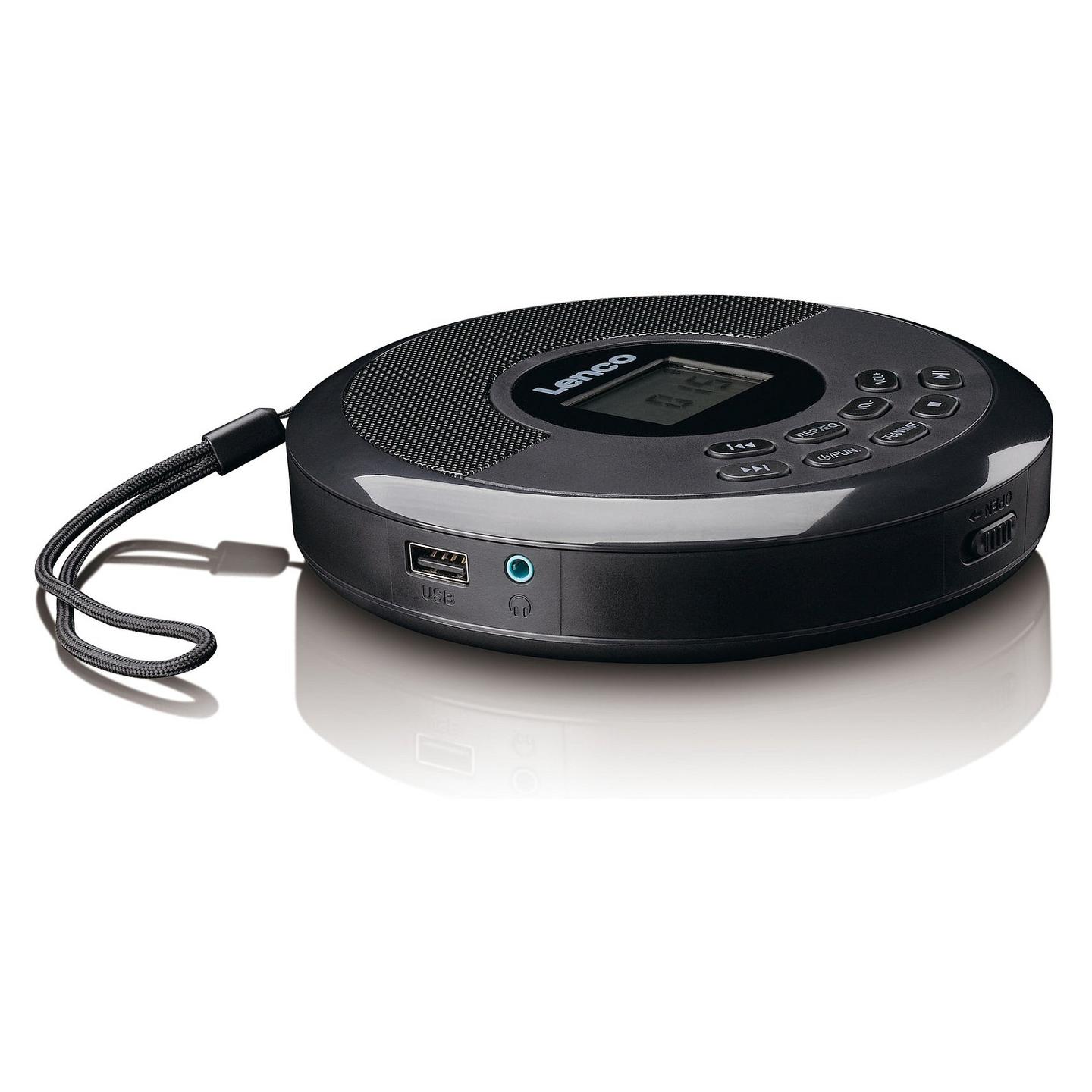 CD Player portativ Lenco CD-340BK, DAB+, FM, Memorie kundër goditjeve 40 s, Ekran LCD, Dalje për kufje 3,5 mm, Bluetooth - Zezë - 2