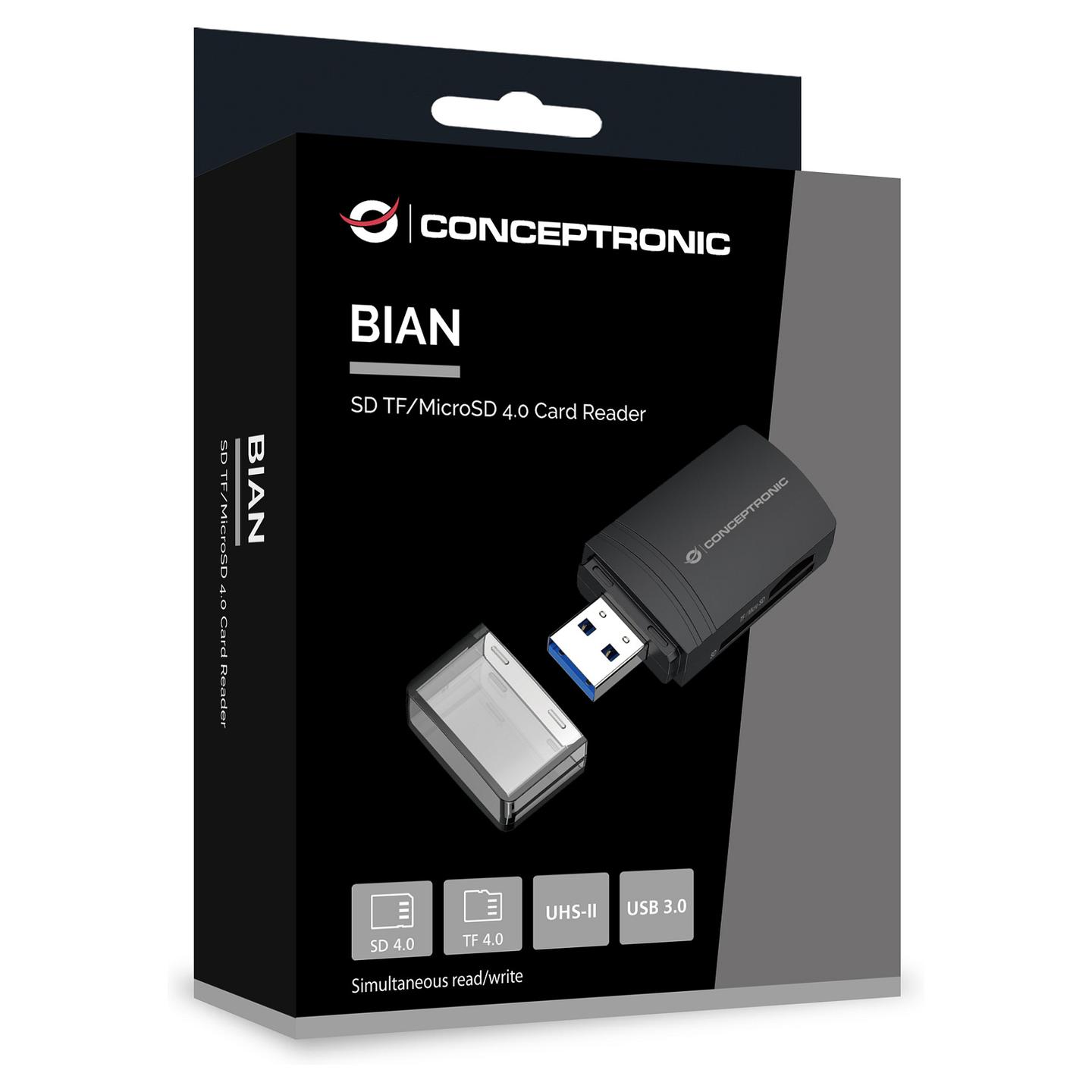Lexues Kartelash Conceptronic BIAN06B / SD / SDHC / SDXC / microSD / microSDHC / microSDXC / USB 3.2 Gen 1 / USB-A / UHS-II / 5 Gbit/s - Zezë - 6