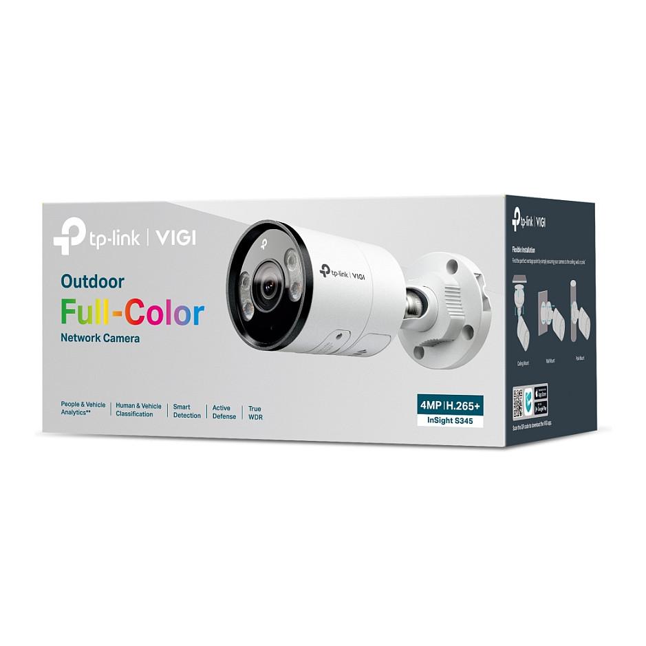 TP-Link VIGI InSight S345 4MP – Full-Color Bullet, 6mm, 52.7° FOV, IR/White Light 30m, AI, 2-Way Audio, PoE, IP67 - 4