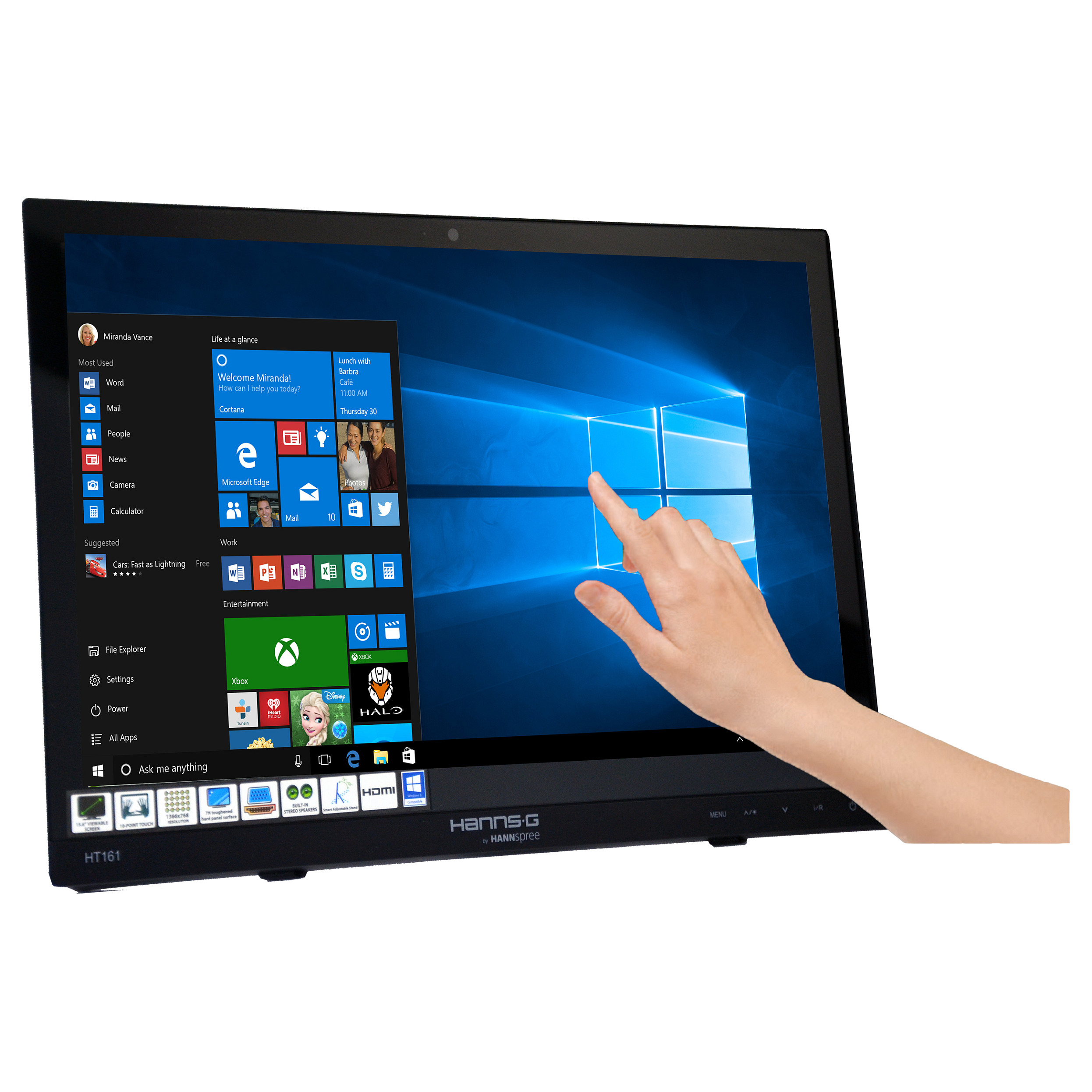 Monitor Hannspree HT161HNB / 15.6"/ HD / LED / Touchscreen / 60 Hz / 12 ms / HDMI+VGA+USB - Zezë - 13