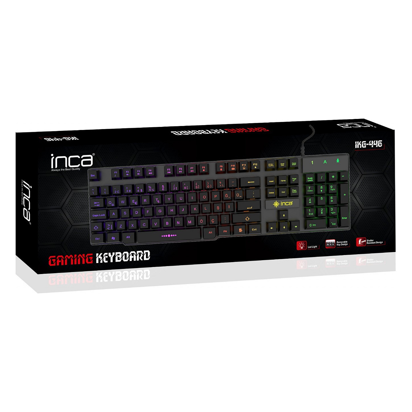 Tastierë Gaming Incase IKG-446 RGB Wired / QWERTZ - Zezë - 8