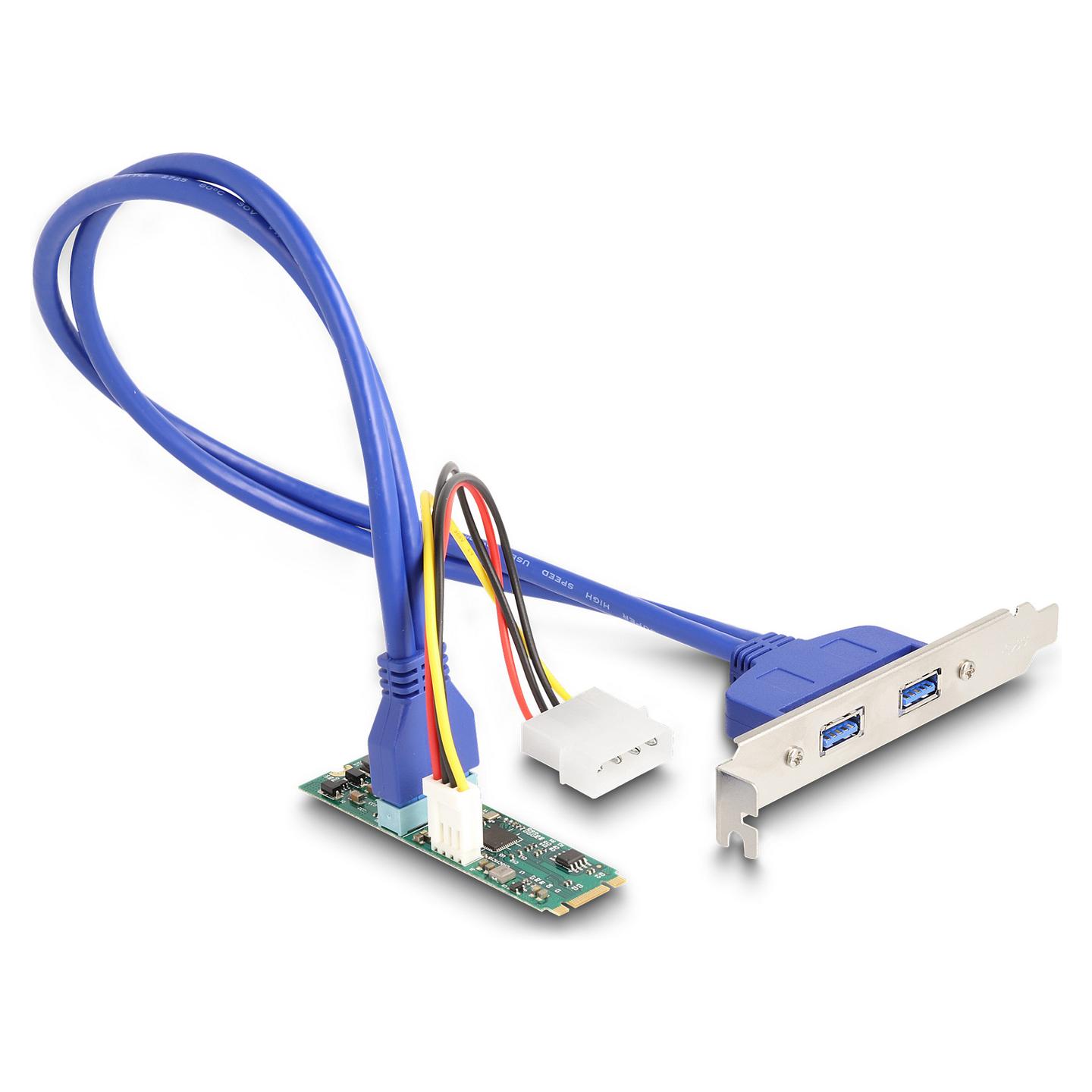 Kartë zgjerimi USB DeLOCK 61065, M.2 B+M, 2x USB-A, USB 5 Gbit/s, kabllo 50 cm - 1