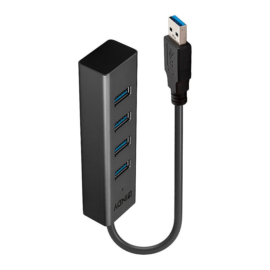 Splitter USB Lindy 43324 / USB 3.2 Gen 1 / 4x USB-A / 5 Gbit/s / 0.3 m - Zezë