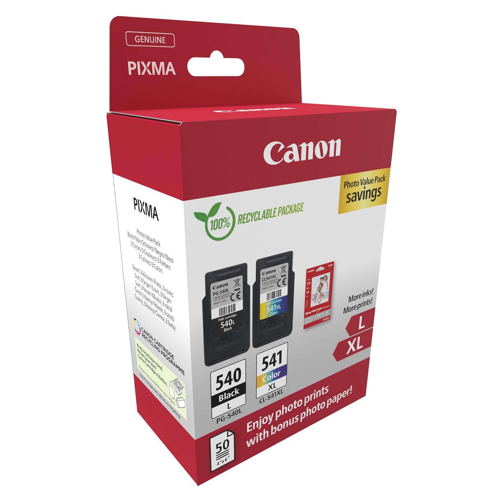 Toner Canon Tinte PG-540L/CL-541XL 5224B012 2er Pack (BK/Color) inkl. Fotopapier - 2
