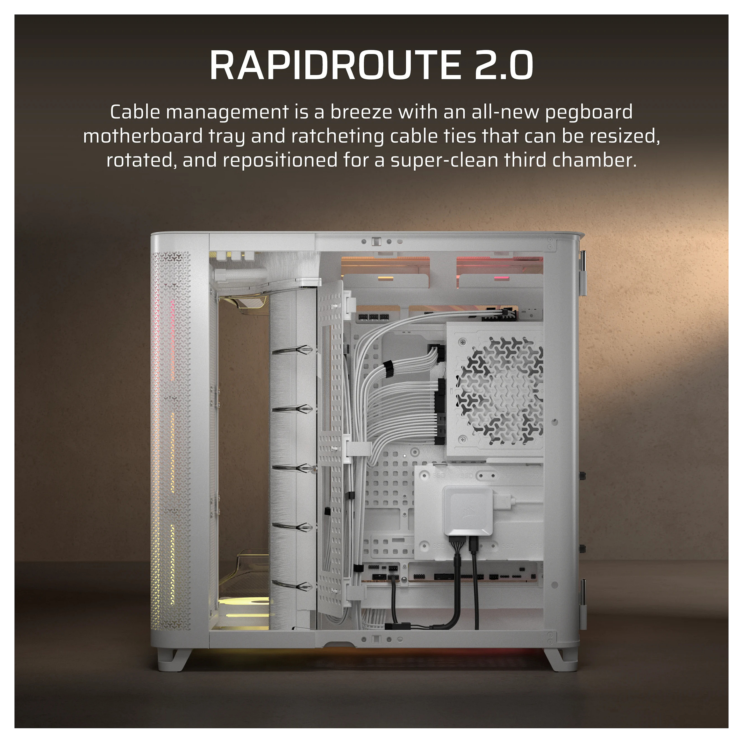 Kasë PC Corsair AIR 5400 LX-R RGB iCUE LINK / Midi Tower / E-ATX + ATX / 3x 120mm LX-R RGB Fan / Tempered Glass - Bardhë - 8