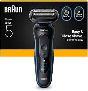 Makinë e Rrojës Braun Series 5, 52-B1000s, 3 Tehe Flex, 2 Mënyra Rroje, Wet & Dry, 50 Minuta, Li-Ion - Zezë, Blu