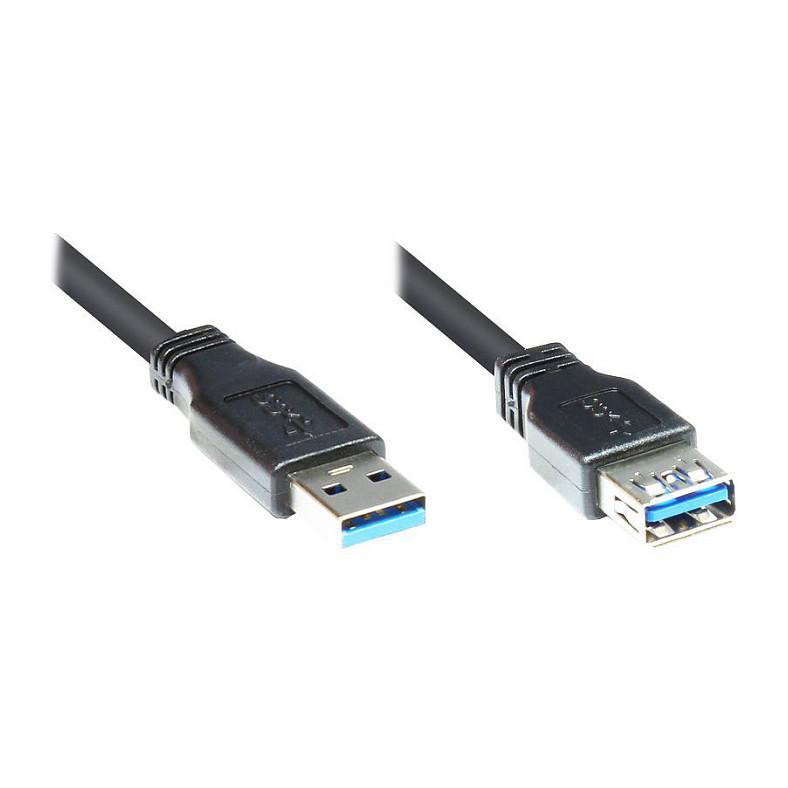 Kabllo USB Good Connections 2711-S02, USB 3.0 A Mashkull në A Femër, 1,8m - Zezë