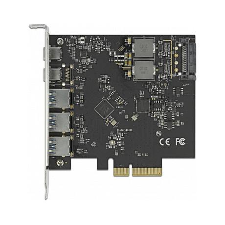 Kartë Zgjerimi Delock 89064, PCI Express 3.0 x4, 2x USB-C + 3x USB-A, 10Gbps, ASMedia ASM3142 + VIA VL822 - 3