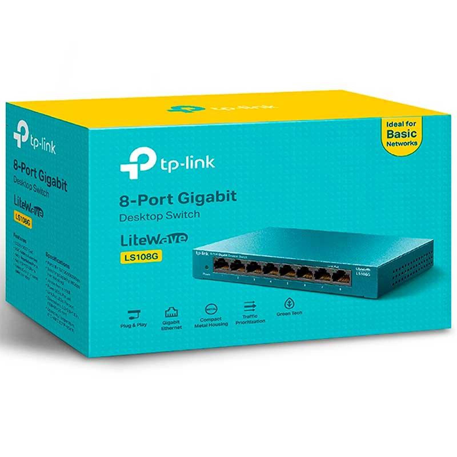 TP-Link LiteWave LS108G Gigabit Switch – 8× RJ45, 10/100/1000 Mbps, Metal - 2
