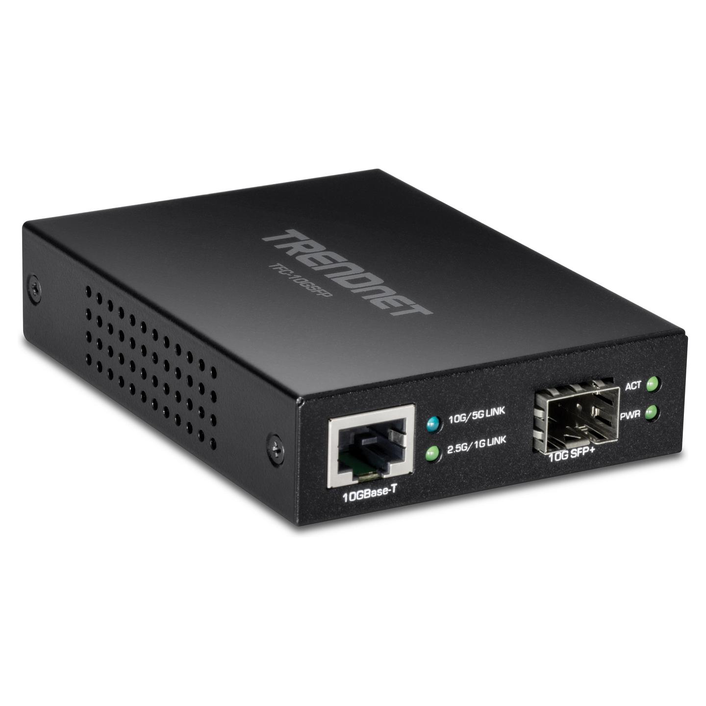 Konvertues Mediash TRENDnet TFC-10GSFP, 1x RJ45 10GbE, 1x SFP+ 10GbE - Zezë - 1