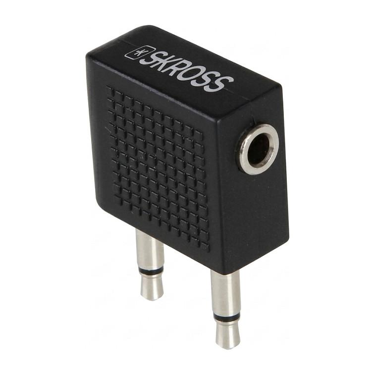 Adapter Audio SKROSS Airplane / 3.5mm në 2x 3.5mm / Stereo / 3-Pin / Femër-Mashkull – Zezë - 1