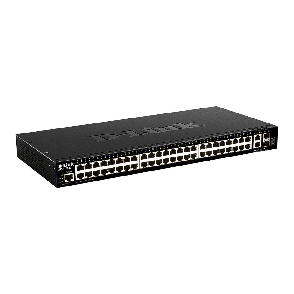 Switch D-Link DGS-1520-52/E, 48x Gigabit Ethernet, 2x 10Gbps Ethernet, 2x SFP+ 10Gbps, Layer 3 Smart Managed, Stacking, Rackmount 1U - Zezë