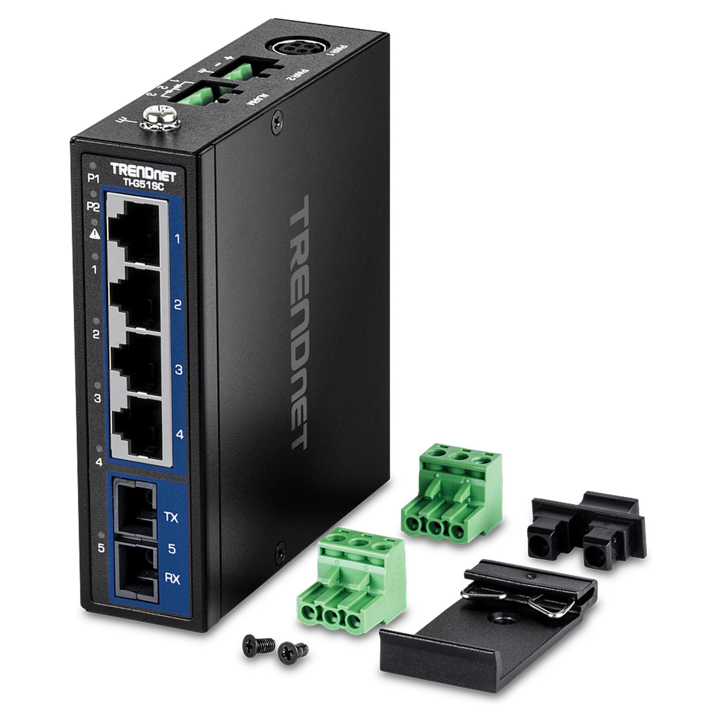 Switch Industrial TRENDnet TI-G51SC, 4x Gigabit Ethernet RJ45, 1x Gigabit SC Multimode Fiber, 10Gbps, IP30, DIN-Rail - Zezë - 5