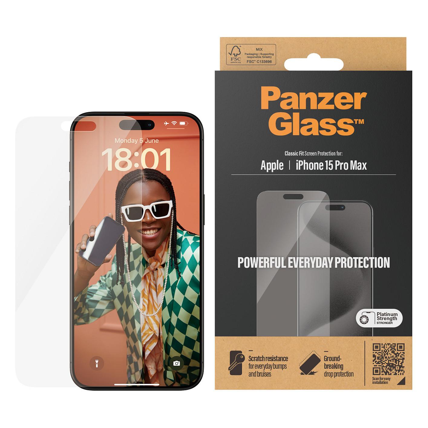 Mbrojtëse Ekrani PanzerGlass / Classic Fit / iPhone 15 Pro Max - 2