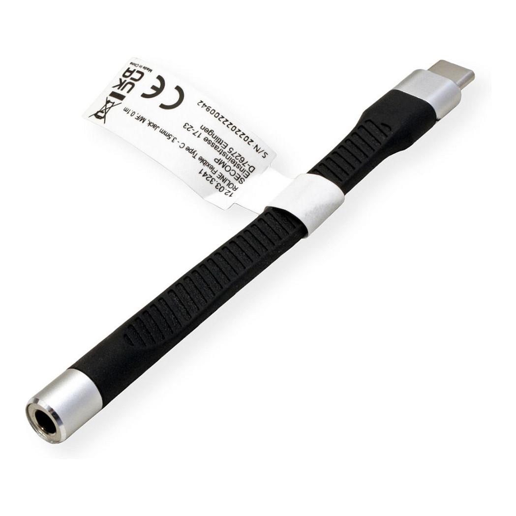 Adapter USB ROLINE 12.03.3241 / USB Type-C në Jack 3.5 mm / Audio / 0.1 m - Zezë - 3