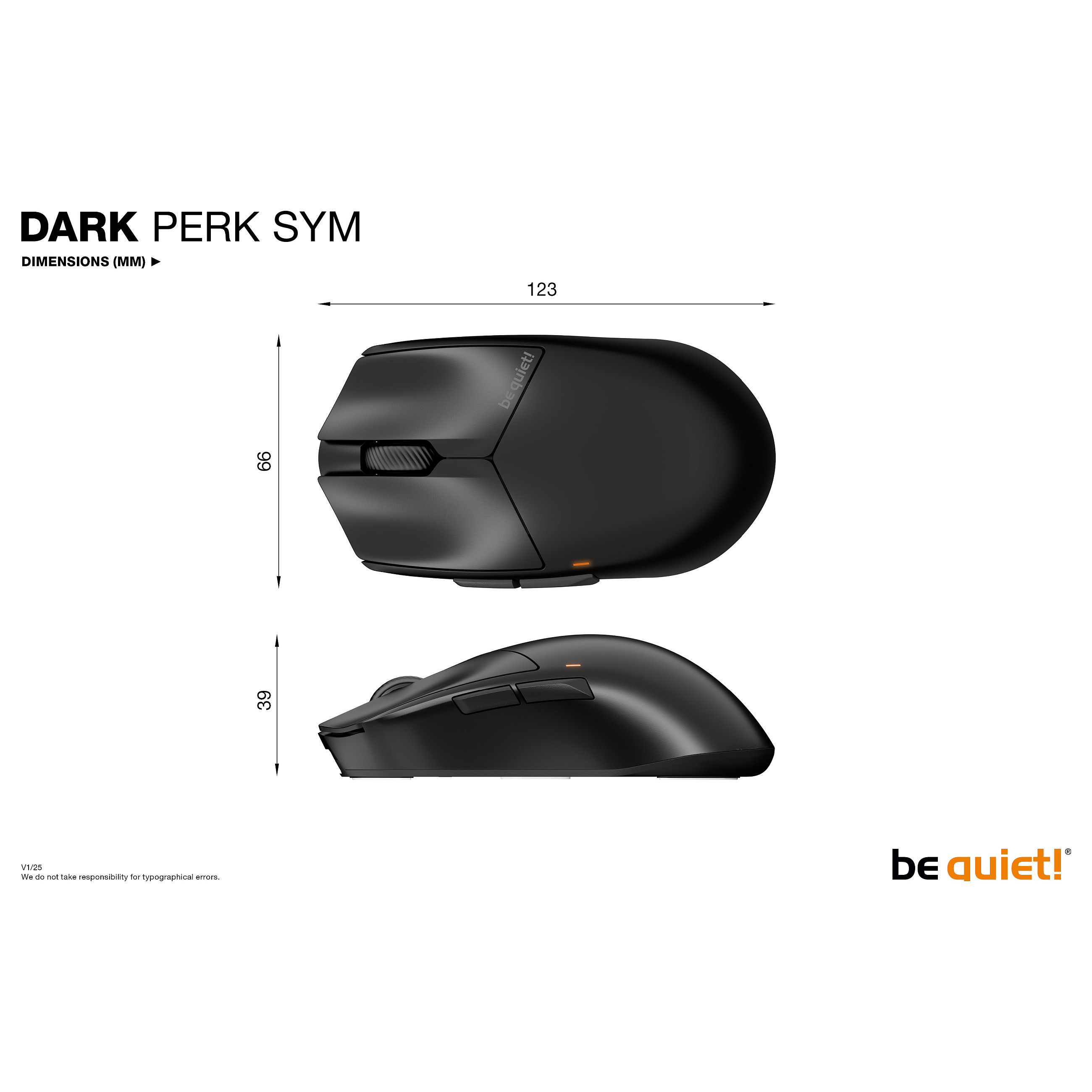 Maus Gaming be quiet Dark Perk Sym Wireless / USB  – Zezë - 10