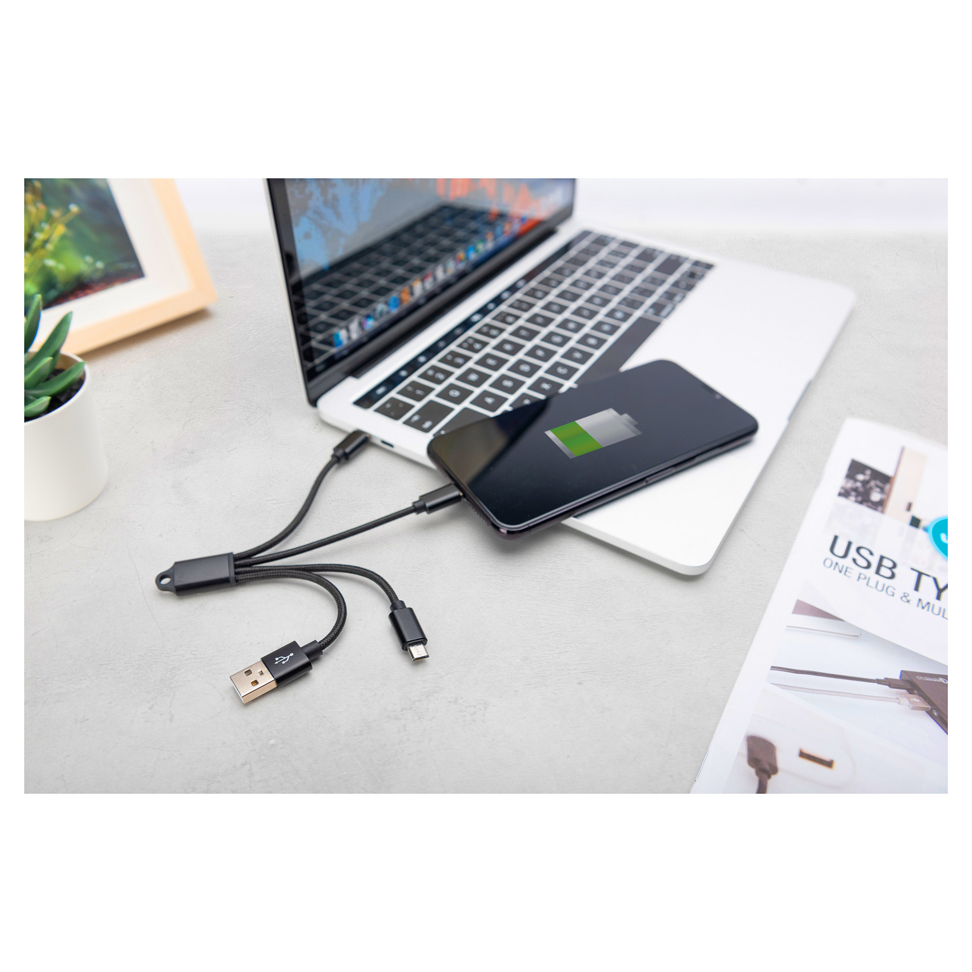 Adapter DIGITUS 3‑in‑1 Charging Cable USB‑A to Lightning + Micro USB + USB‑C - 3