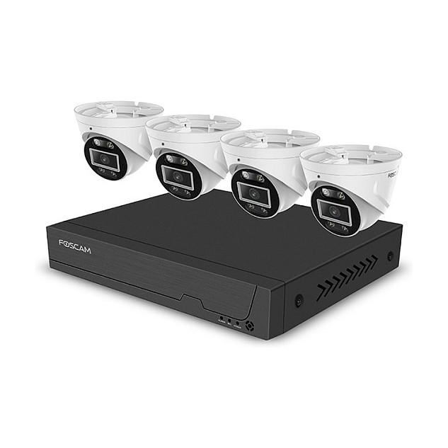Set Kamerash Sigurie Foscam FNA108E-T4-2T, 4 Kamera, 8MP, 4K, 8-Kanalësh, PoE, NVR, HDD 2TB, IP66 - Bardhë