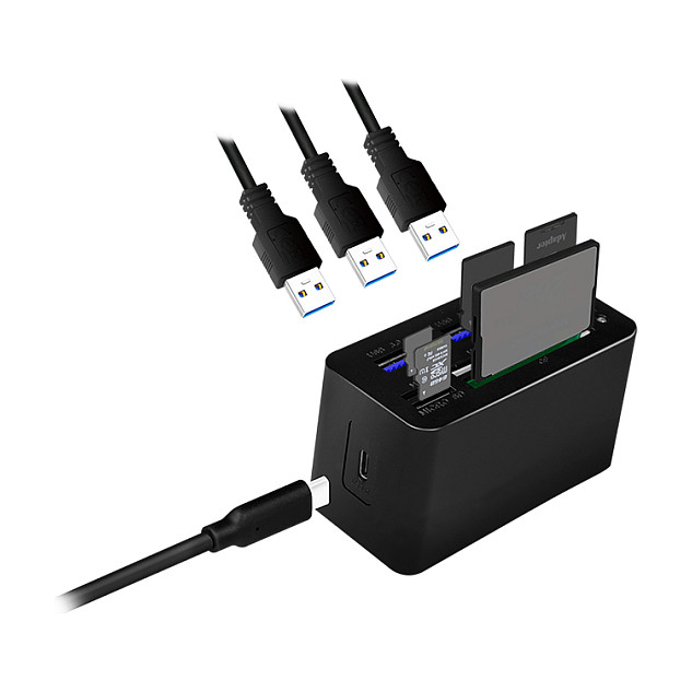 Mini Docking Station LogiLink CR0046 / USB-C / 3x USB-A 3.0 / USB-C PD / SD & MicroSD / M2/MS Micro / MS / CF / 5Gbps / 8-Port – Zezë - 4
