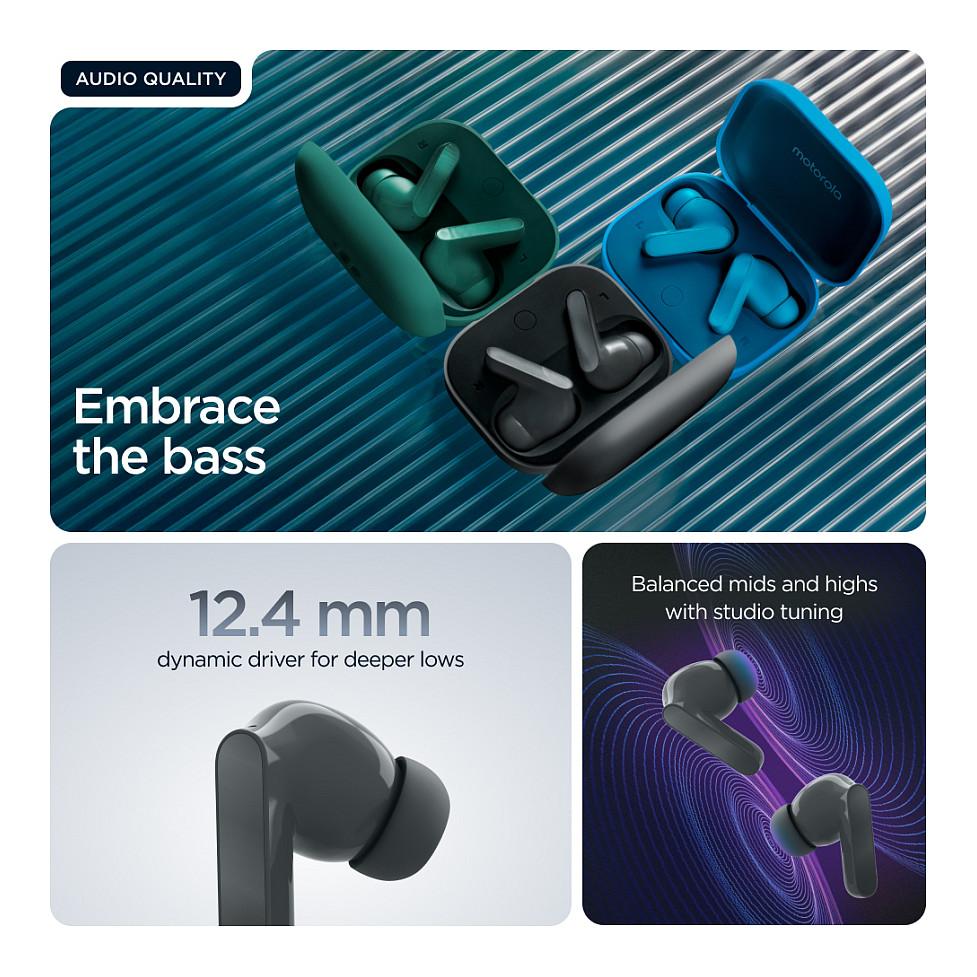 Kufje pa kabllo Motorola Moto Buds Bass / Bluetooth 5.3 / 12.4mm / ANC / Hi-Res Audio - Dark Shadow - 11