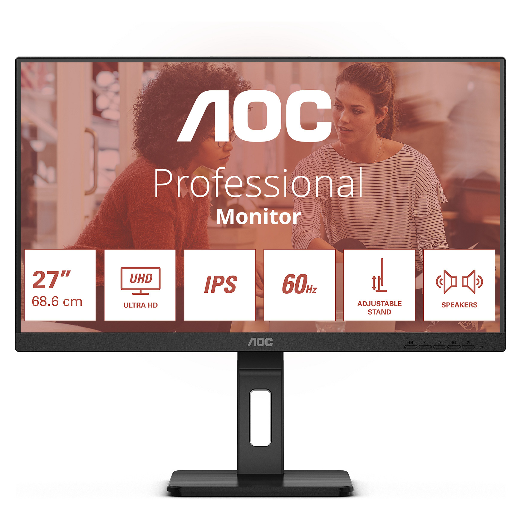 Monitor AOC U27E3UF / 27" / 4K UHD IPS / 60Hz / 4ms / HDMI+DisplayPort+USB - Zezë