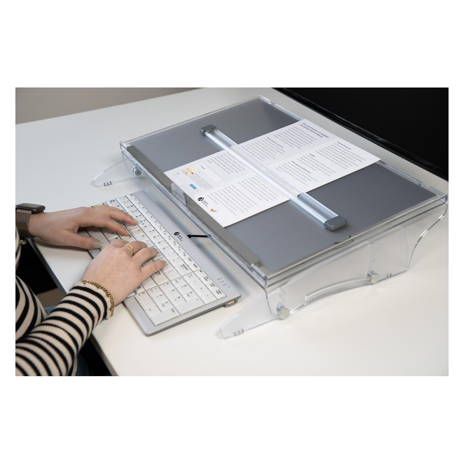 Mbajtëse Dokumentesh BakkerElkhuizen FlexDesk 640 ComfortRead / 515x380mm / 5kg / 3 Nivele - Transparente - 2