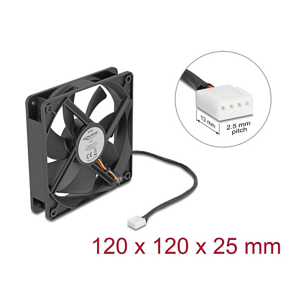 Ftohës për Kasë DeLOCK 67303 / 120mm / 2000 RPM / PWM – Zezë - 3