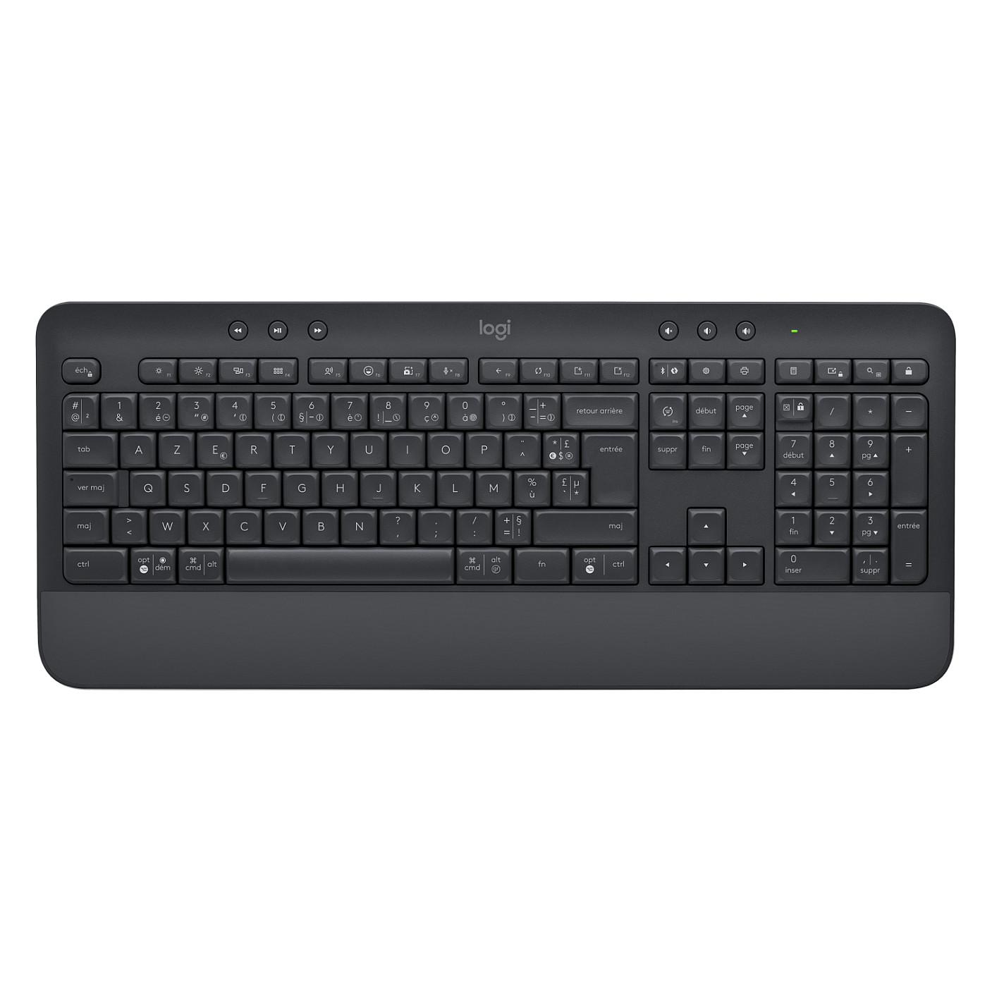 Tastierë pa kabllo Logitech Signature K650 / AZERTY (FR) / Full-Size / Membranë / Bluetooth 5.1 + Logi Bolt / Numpad / Mbështetëse për Dore – Gri - 3