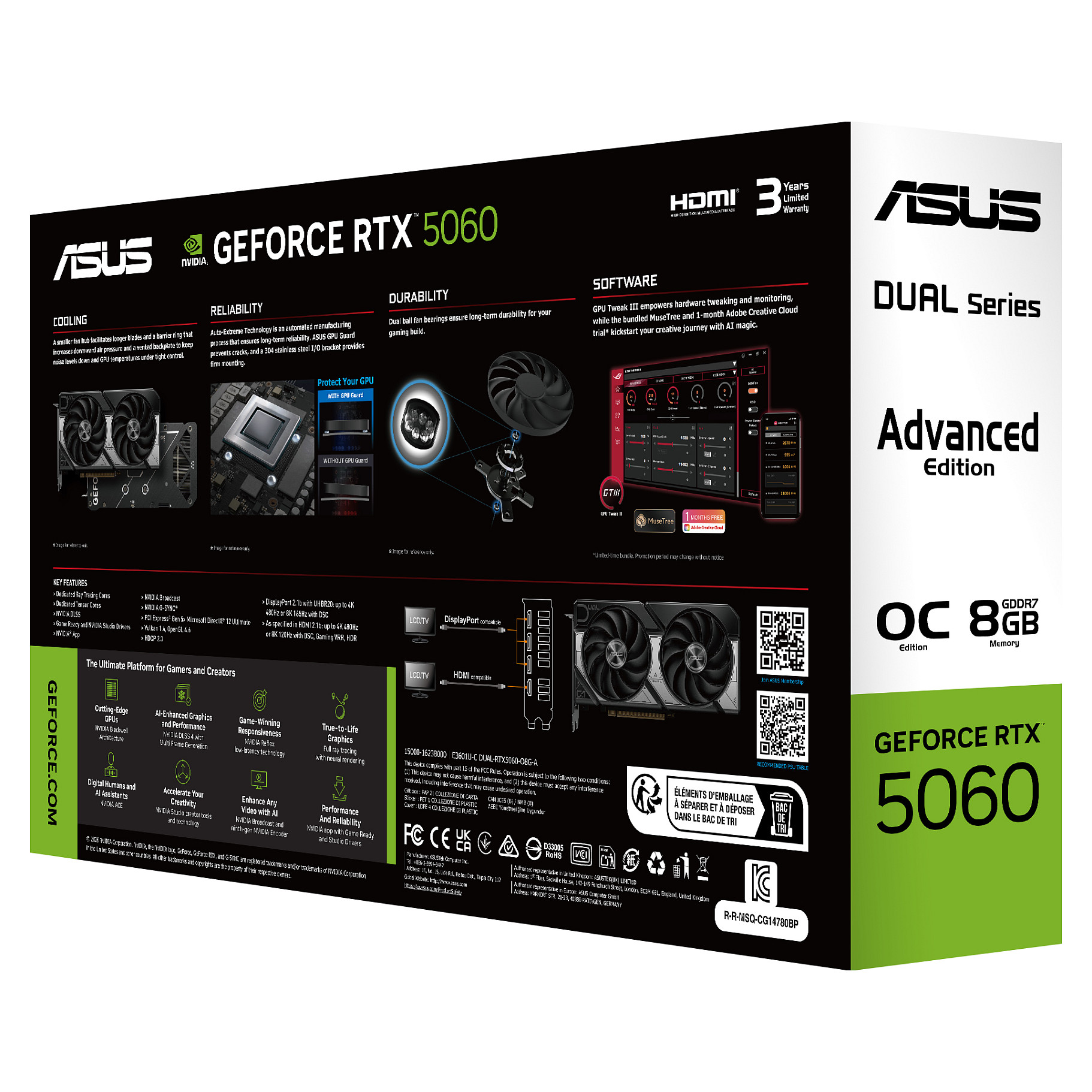 Kartelë Grafike NVIDIA GeForce RTX 5060 / 8GB GDDR7 / 128-bit / ASUS Dual 8G-A / 2 Fans - Zezë - 10
