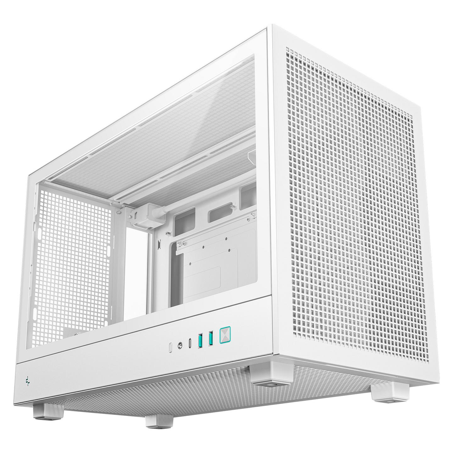 Kasë DeepCool CH260 WH, Mini Tower, Micro-ATX, Mini-ITX, xham i temperuar, mbështetje për radiator 360 mm, USB-C Gen 2, 2x USB 3.0 - Bardhë - 2