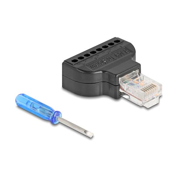 Adapter për Rrjet DeLOCK 90654, Cat.5e, RJ-45 Mashkull në Terminal 8-Pin, me Kaçavidë - Zezë