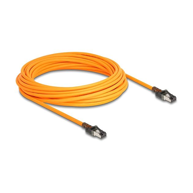 Kabllo për Rrjet DeLOCK 80418, RJ45 në RJ45, 10m, Cat6A, 10 Gbps, S/FTP, Port Finder - Portokalli