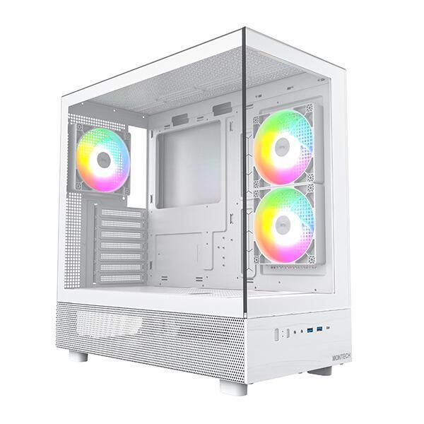 Kasë PC Montech XR / Midi Tower / ATX / 3x 120mm ARGB PWM Fan / Tempered Glass – Bardhë - 1