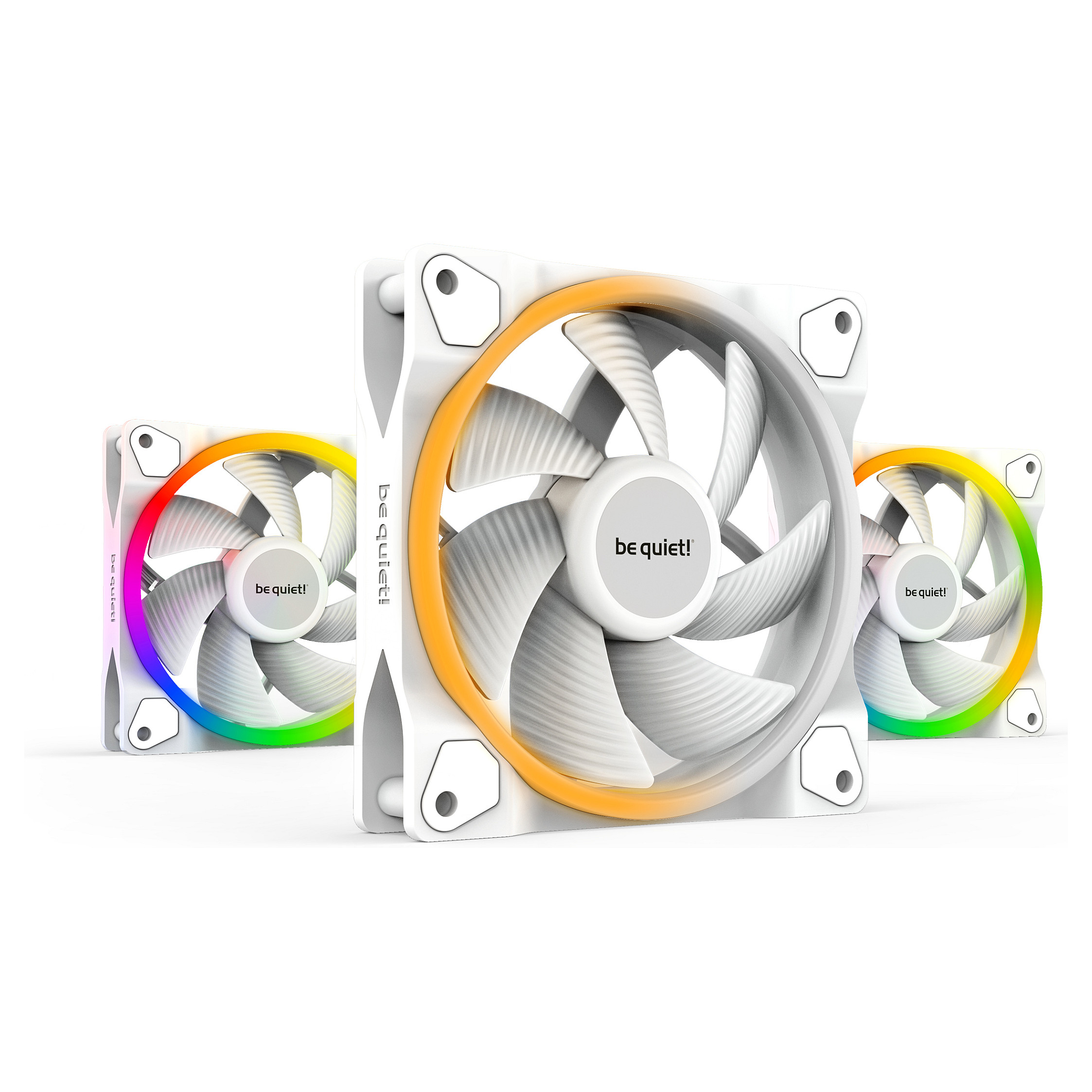 Ftohës për Kasë be quiet! LIGHT WINGS / 120mm / 25mm / 1700 RPM / PWM / ARGB / 3-Pack / Hub – Bardhë