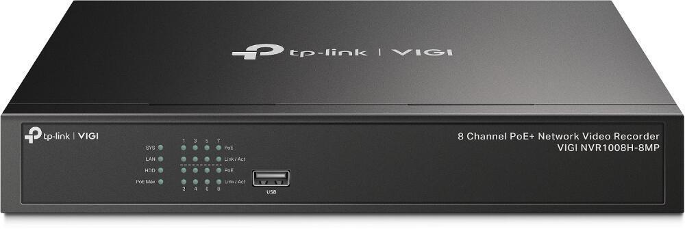 TP-Link VIGI NVR1008H-8MP 8-Channel PoE+ Network Video Recorder – 8× PoE+, 119W, 4K HDMI, 1× SATA deri 10TB, H.265+, ONVIF – Zezë - 1