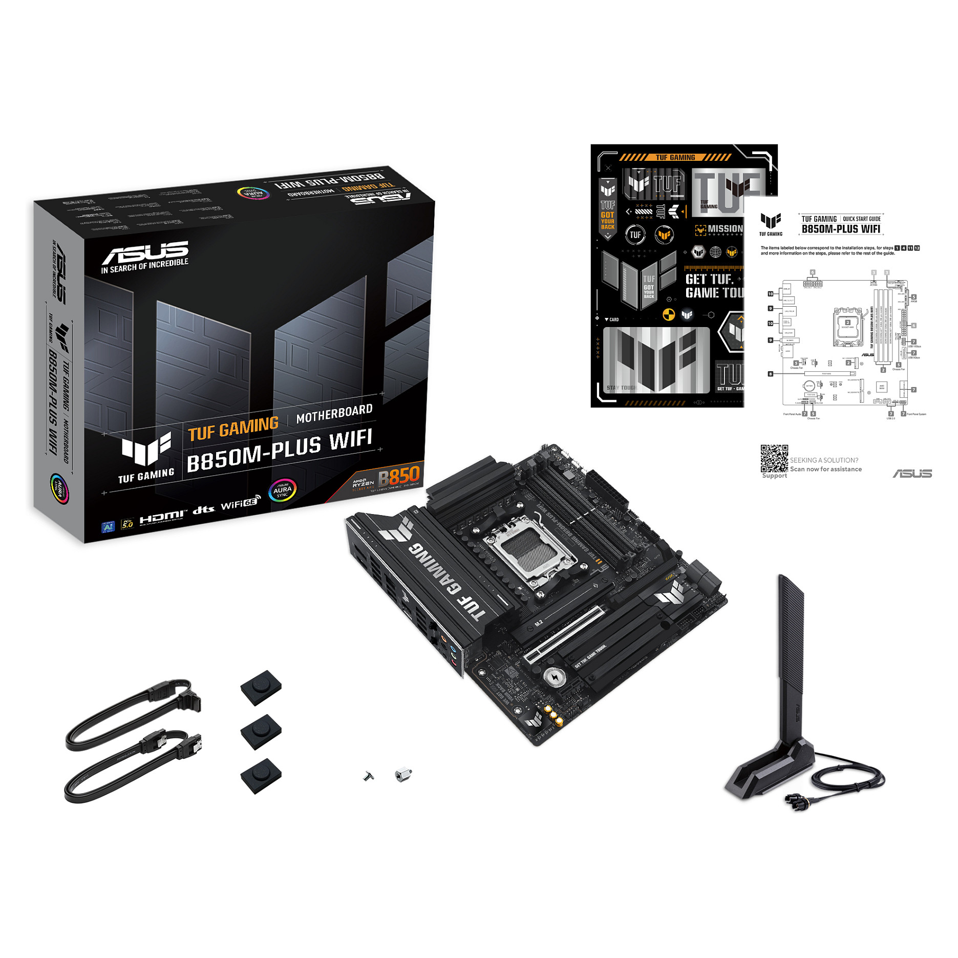 Pllakë Amë ASUS TUF GAMING B850M-PLUS WIFI / AMD AM5 / B850 / DDR5 / Micro ATX / Wi-Fi 6E / 2.5GbE LAN - 12