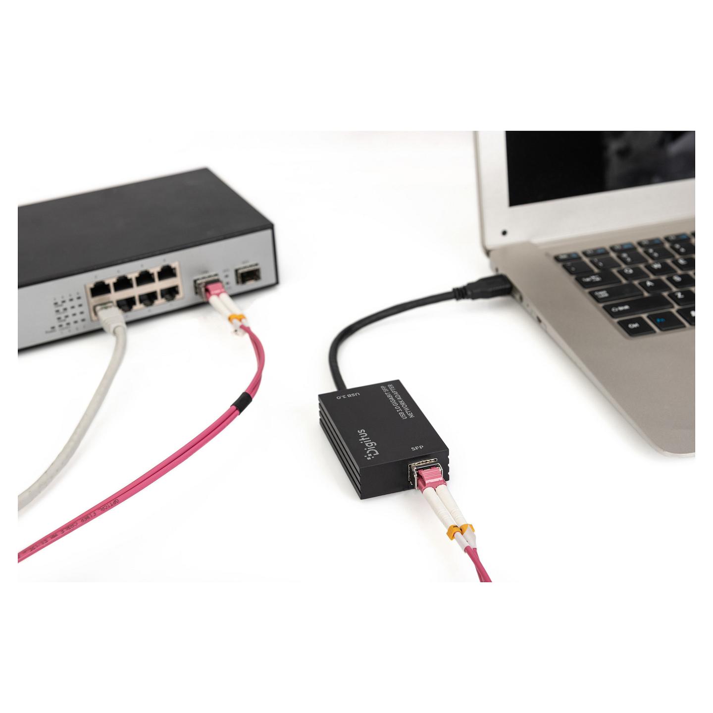 Adapter Rrjeti DIGITUS DN-3026-1, Gigabit SFP, USB 3.0, 1× SFP - Zezë - 2