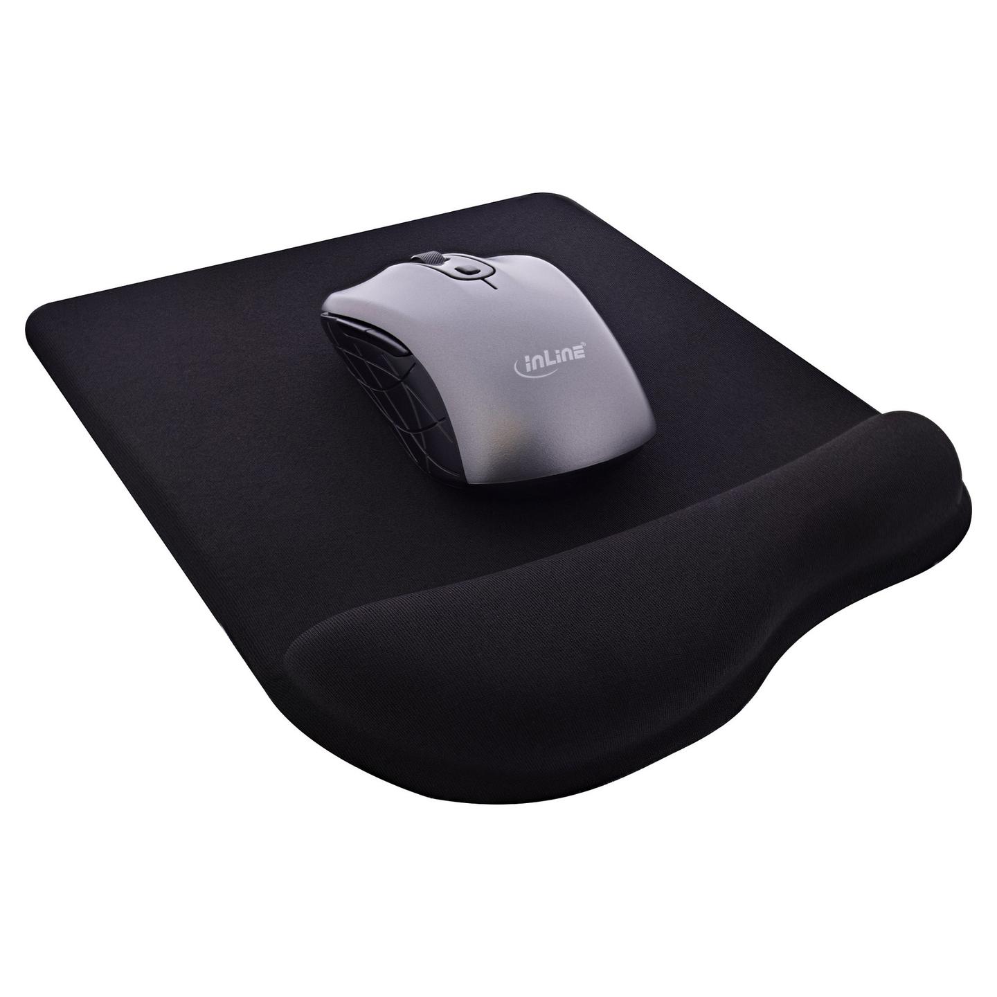 Mausepad InLine 55453S me Mbështetëse Gel për Kyçin e Dorës, 235 × 185 × 25 mm – Zezë - 2