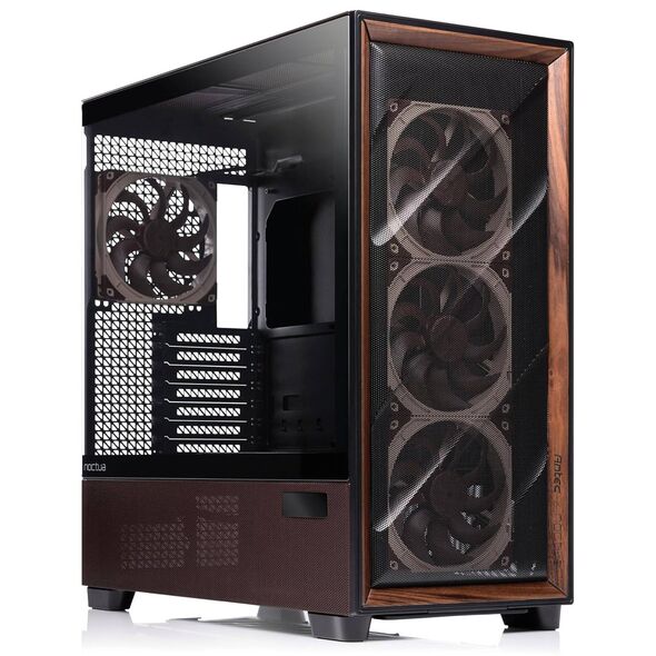 Kasë PC Antec FLUX PRO / Full Tower / E-ATX / 3x 140mm + 1x 140mm Fan / Tempered Glass / Mesh / Wood / 420mm Radiator - Zezë/Kafe - 1