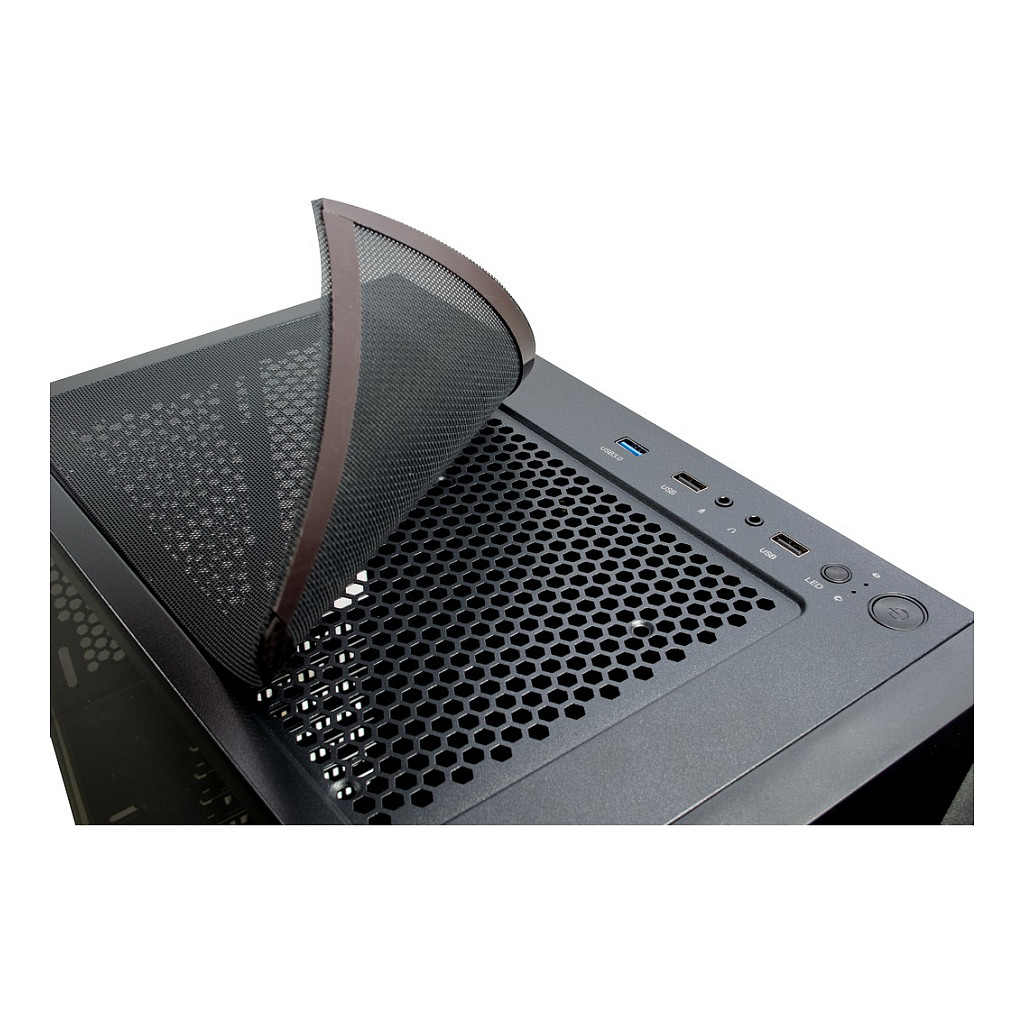 Kasë PC Inter-Tech IT-3303 Hornet / Midi Tower / ATX / 1x 120mm ARGB Fan / 2x 3.5" + 2x 2.5" Bay / Acrylic Side Panel - Zezë - 8