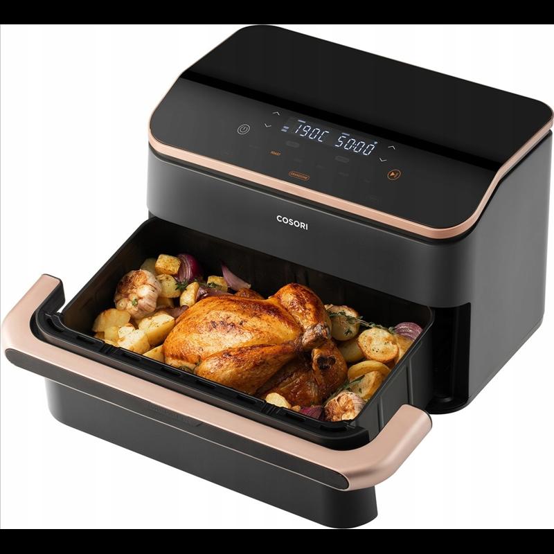 Fryer Cosori Dual Blaze TwinFry / CAF-TF101S-AEUR / 10L / 2800W / 2x5L / 4 Elemente Ngrohëse / Wi-Fi / Sync Cook / Sync Finish – Zezë/Gold