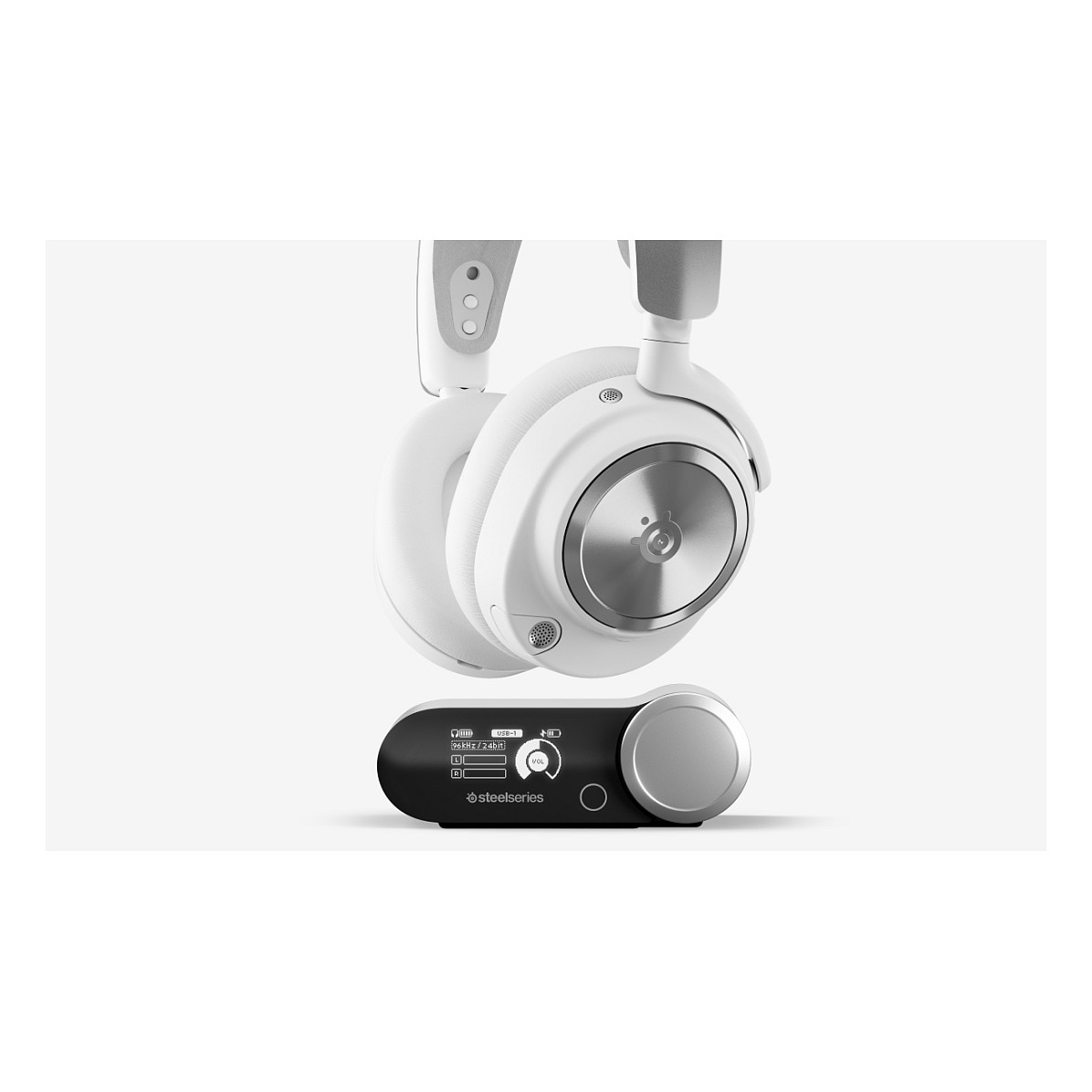 Kufje Gaming SteelSeries Arctis Nova Pro Wireless / Wireless & Wired / Bluetooth / ANC / Mikrofon - Bardhë/Argjend - 3
