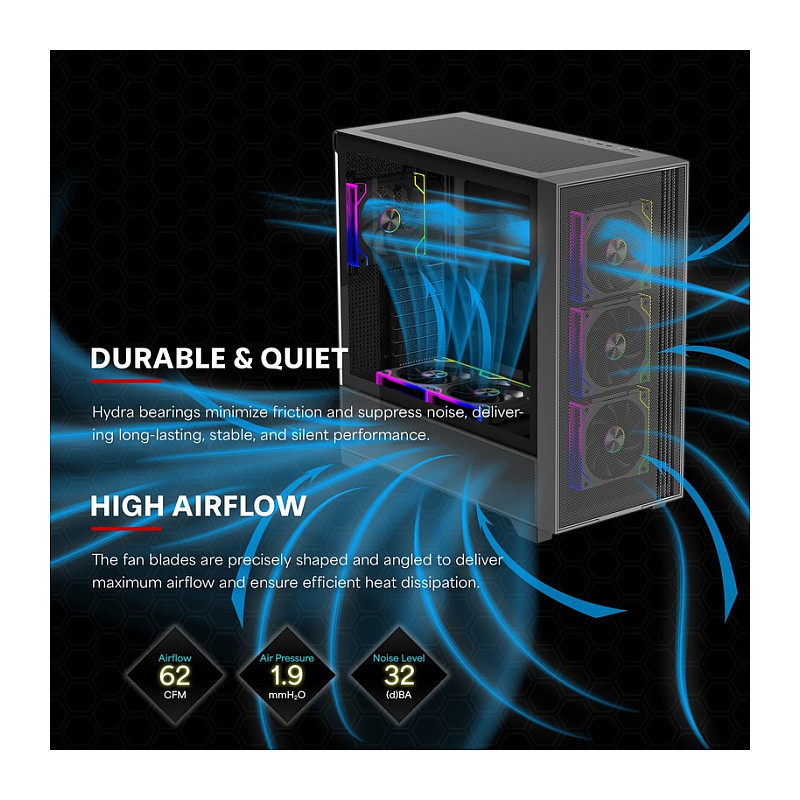 Ftohës për Kasë Xilence Gaming Series XPF360R.ARGB / 120mm / 1100-2000 RPM / ARGB / PWM / 3-Pack – Zezë - 11