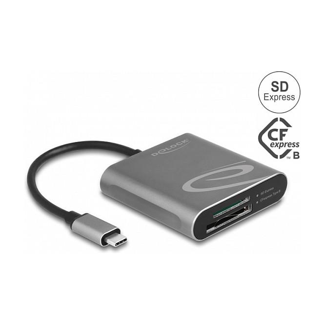 Lexues Kartelash DeLOCK 91000 / SD Express / SD / SDHC / SDXC / UHS-I / UHS-II / CFexpress 2.0 Type B / USB 3.2 Gen 2 / USB-C / 10 Gbit/s - Gri - 1