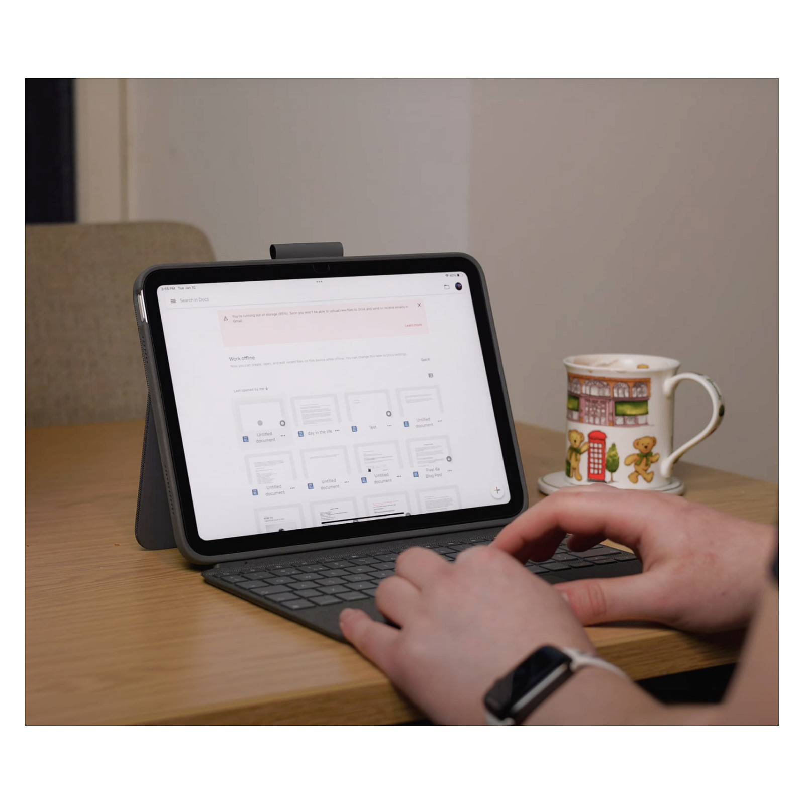 Tastierë Me kabllo Logitech Combo Touch / AZERTY / Frëngjisht / Touchpad / Smart Connector - Gri - 4