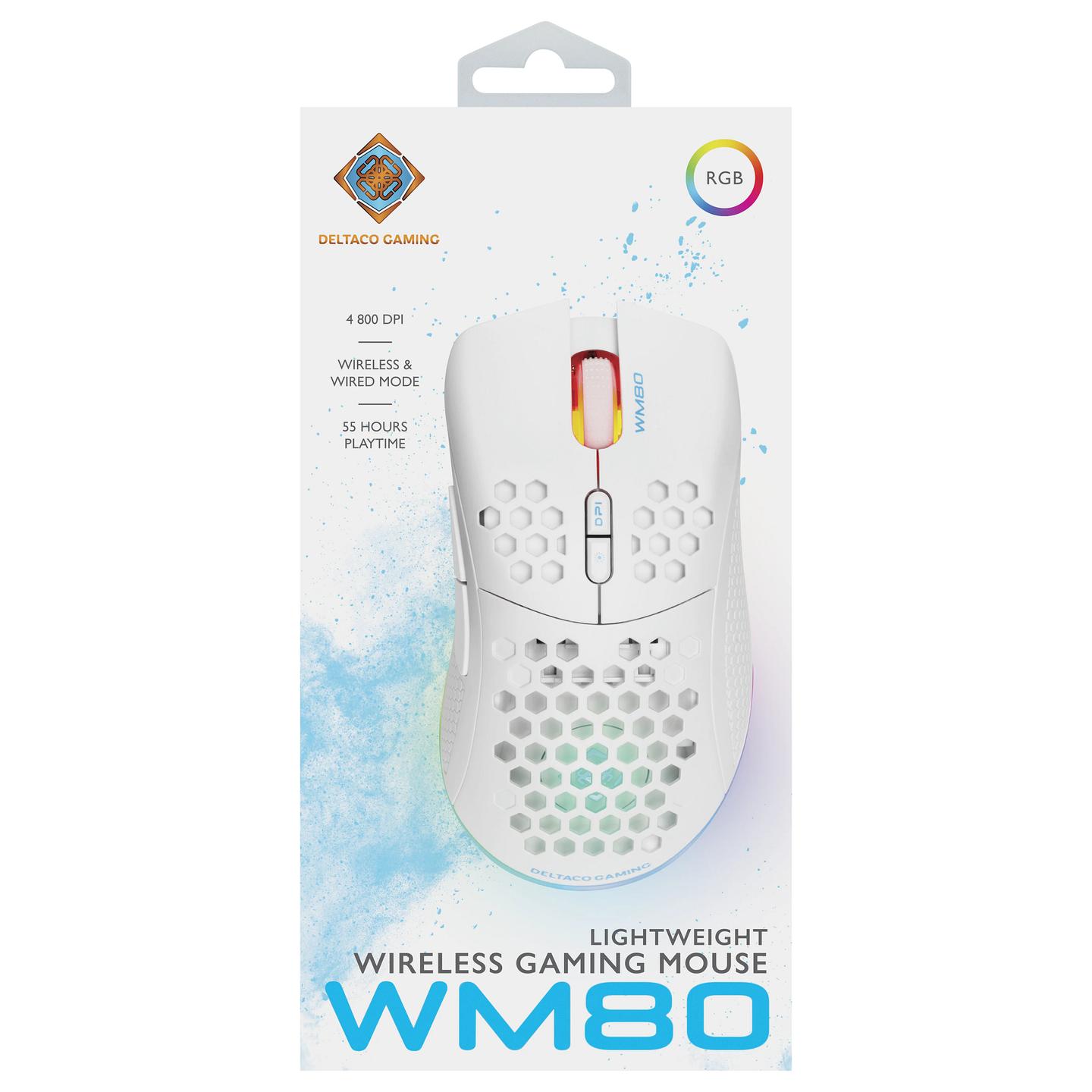 Maus Gaming Deltaco GAM-120-W / Wireless / SPCP6651 / 6400 DPI / 1000Hz / RGB - Bardhë - 8