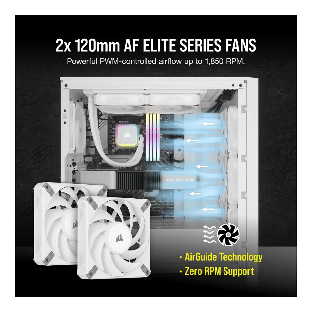 Ftohës për Procesor Corsair iCUE H100i RGB ELITE / 240mm / AIO / RGB – Bardhë - 8