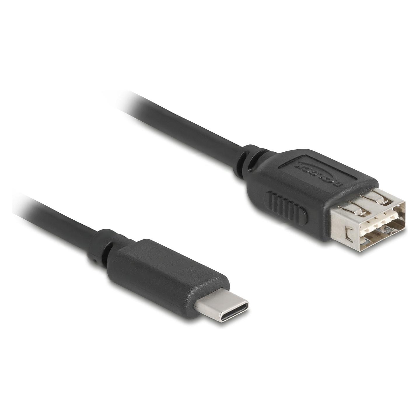 Kabllo USB DeLOCK 81539, USB-C në USB-A femër, USB 2.0, 5 m - Zezë